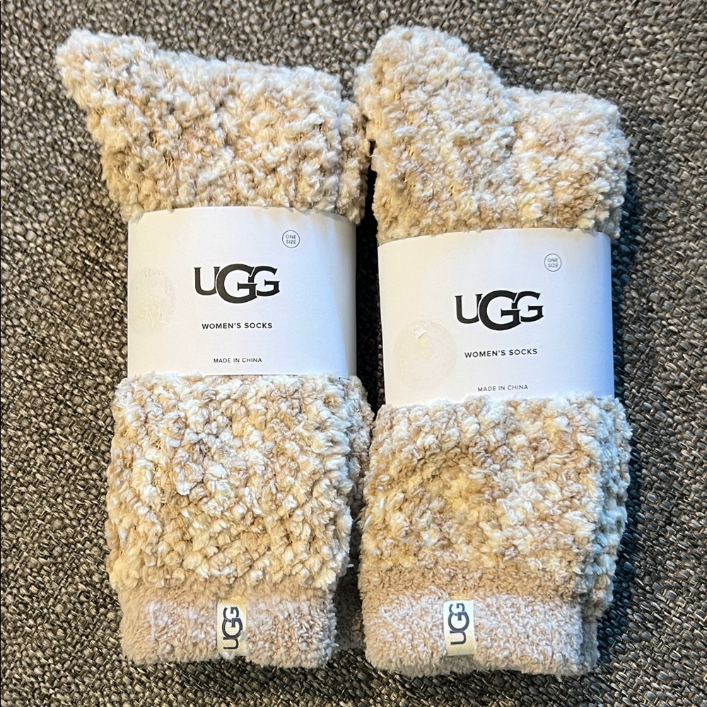 UGG Women's Plush Marled Fuzzy Socks Two Pairs New